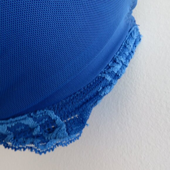 NATORI Feathers Plunge Lace T Shirt Bra in Blue Mesh - Size 34DD - Picture 5 of 10